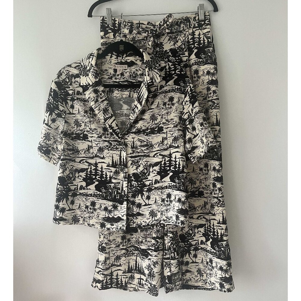 Printed Blouse and Pants Matching Set